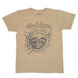 Sublime Khaki Green Tan Crew Neck Short Sleeve Graphic Tee Sun Band Logo T-Shirt